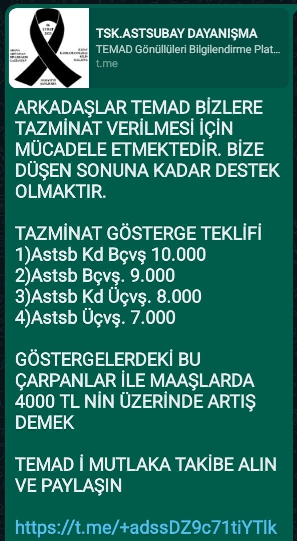 mehmererkan70's tweet photo. #GüçlüTemadGüçlüAstsubay 
#StatümüzOnurumuzdur
#AstsubaylaraAdalet
Statümüz, Tazminat Hakkımız
ASTSUBAYLARTEKYÜREK
@RTErdogan @kilicdarogluk @vekilince @DrSinanOgan @dbdevletbahceli @tcsavunma @TC_icisleri @meral_aksener @CHPMuratBakan @DursunATAS38 @temadankara @DurgenHamza https://t.co/Aeu1tNfujK