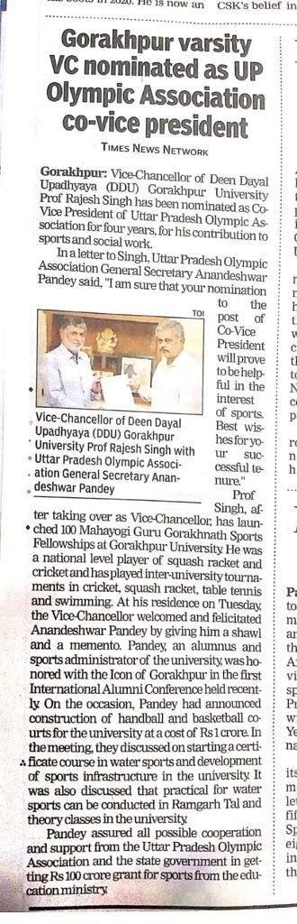 directorupstat's tweet photo. Congratulations VC Pt. Deen Dayal Upadhyay University VC for nominated as UP olympic association co-vice president.
@DDUGU_Official https://t.co/67L4rhLO5K