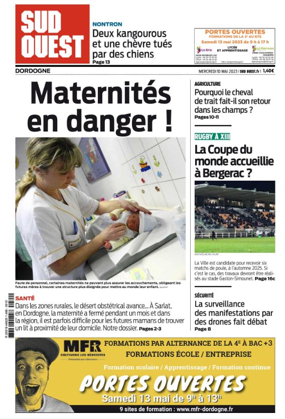 📰 Voici la Une SO_Dordogne de ce 10 mai, à retrouver dans vos kiosques et sur sudouest.fr. Bon mercredi 👉 sudouest.fr/dordogne/perig…