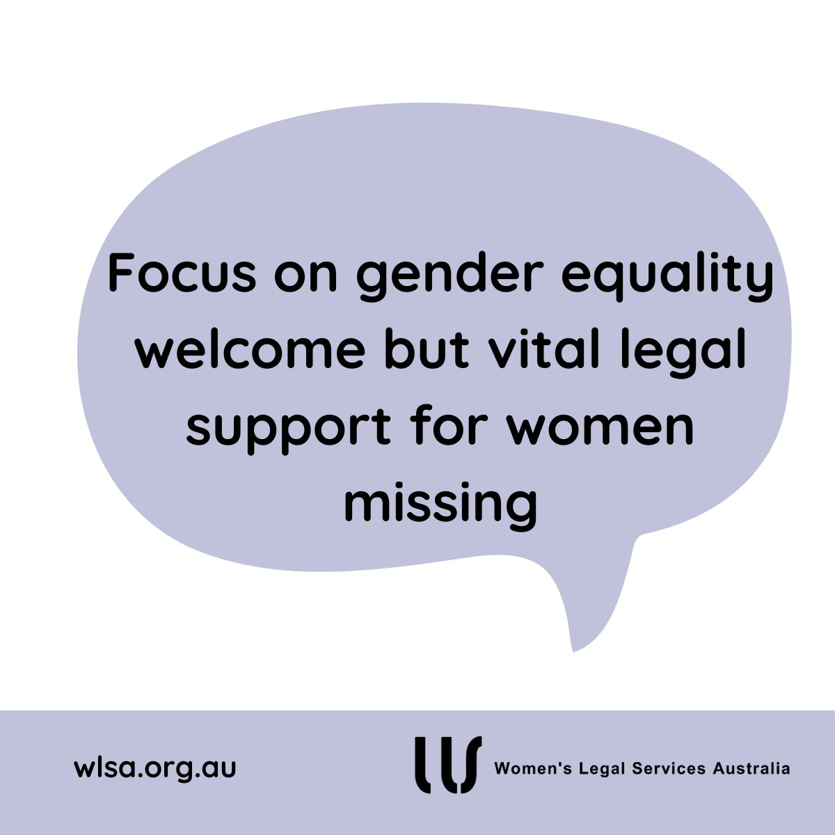 Our response to #FederalBudget2023

'We welcome the focus on gender equality but Women’s Legal Services, vital to the safety and recovery of women and children experiencing violence, will continue to be underfunded'.

Read our media release here: wlsa.org.au/wp-content/upl…