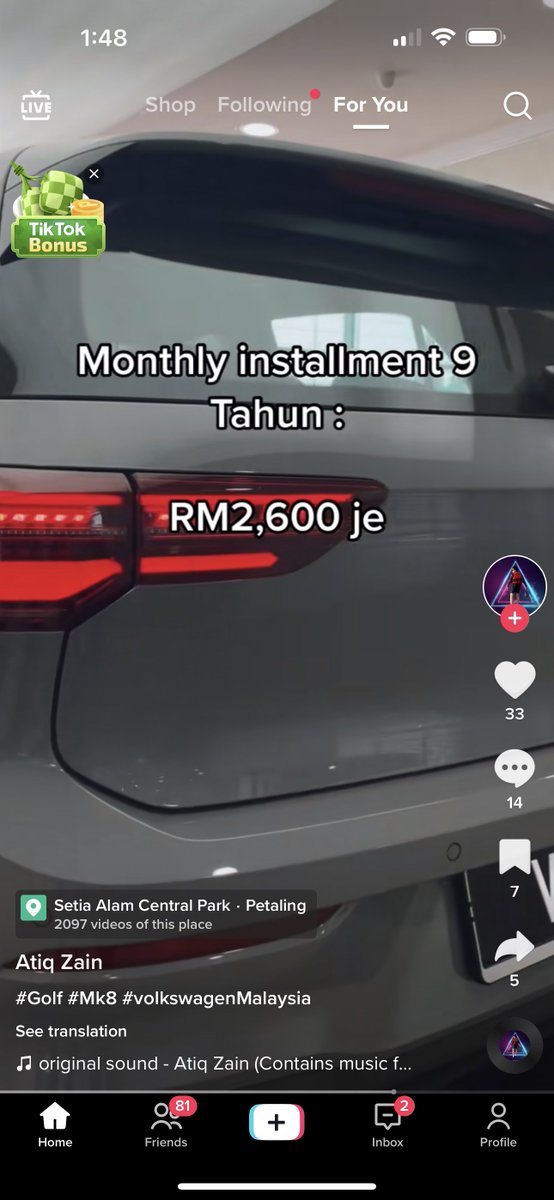 Gaji RM2.5k layak untuk memohon. 

Installment kereta RM 2.6k. 

MK8 Golf GTi. Buncangkan.