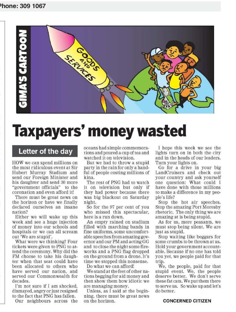 So we're “useless" people and "primitive animals" for questioning how our tax is used (wasted)? Your daughter is merely emulating the repulsive excess and extravagance you showed in purchasing those maseratis! Bravo to yesterday's letter of the day <a href="/Post_Courier/">Post Courier</a> #PNG