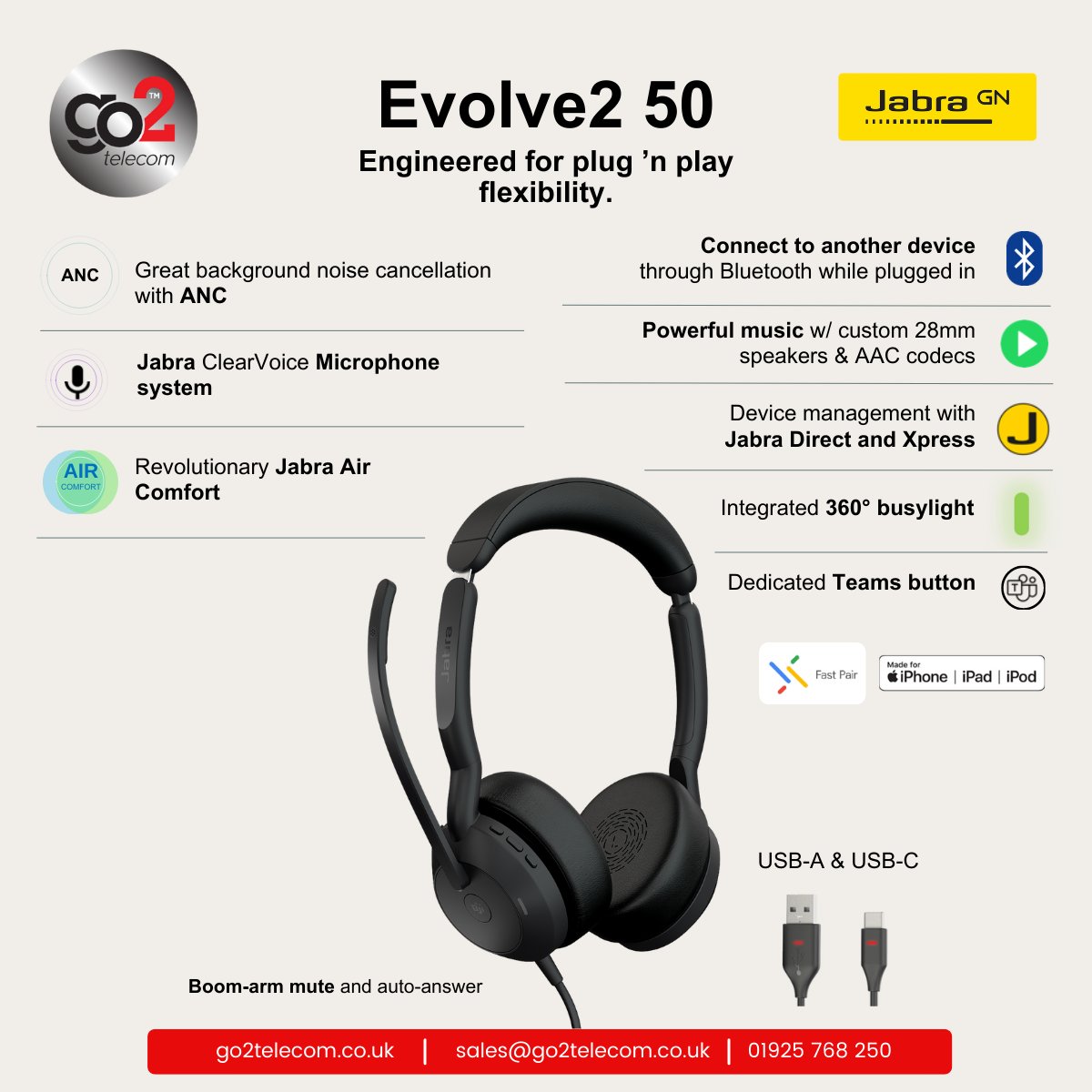 go2telecom's tweet photo. The new #Jabra Evolve2 55 &amp; 50 help you handle your #hybrid #workday with ease. Packed with premium sound, game-changing Jabra Air Comfort technology and productivity-boosting features, these #multitasking headsets help you stay comfortable and focused no matter what.
#headsets https://t.co/ndg0Dst8Wx