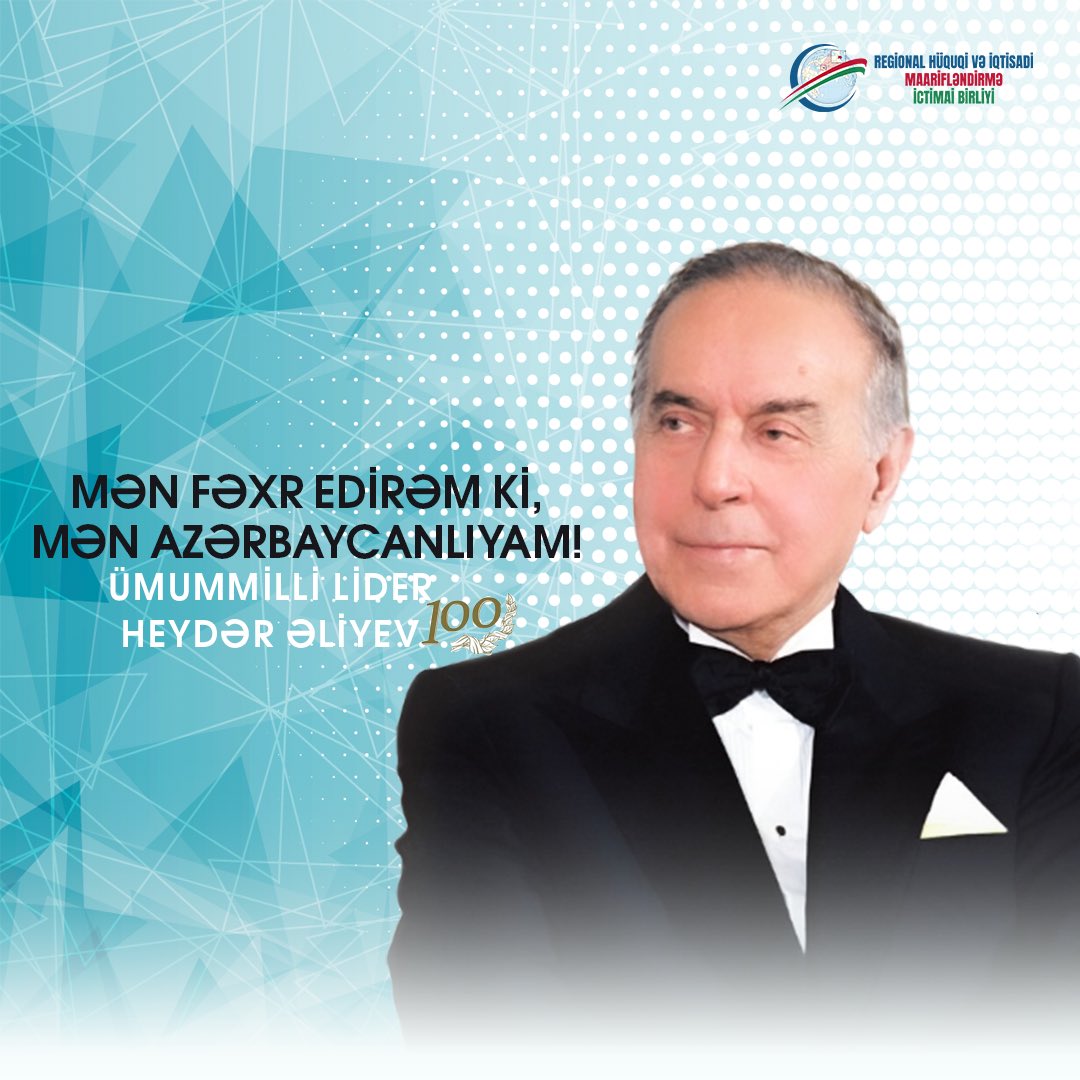 Bu gün Azərbaycanın görkəmli siyasi və dövlət xadimi, Azərbaycan xalqının ümummilli lideri Heydər Əliyevin anadan olmasının 100-cü ildönümüdür. 

Dahi şəxsiyyət Heydər Əliyevi böyük sevgi və ehtiramla yad edirik! 

#HeydərƏliyev #HeydərƏliyev100il