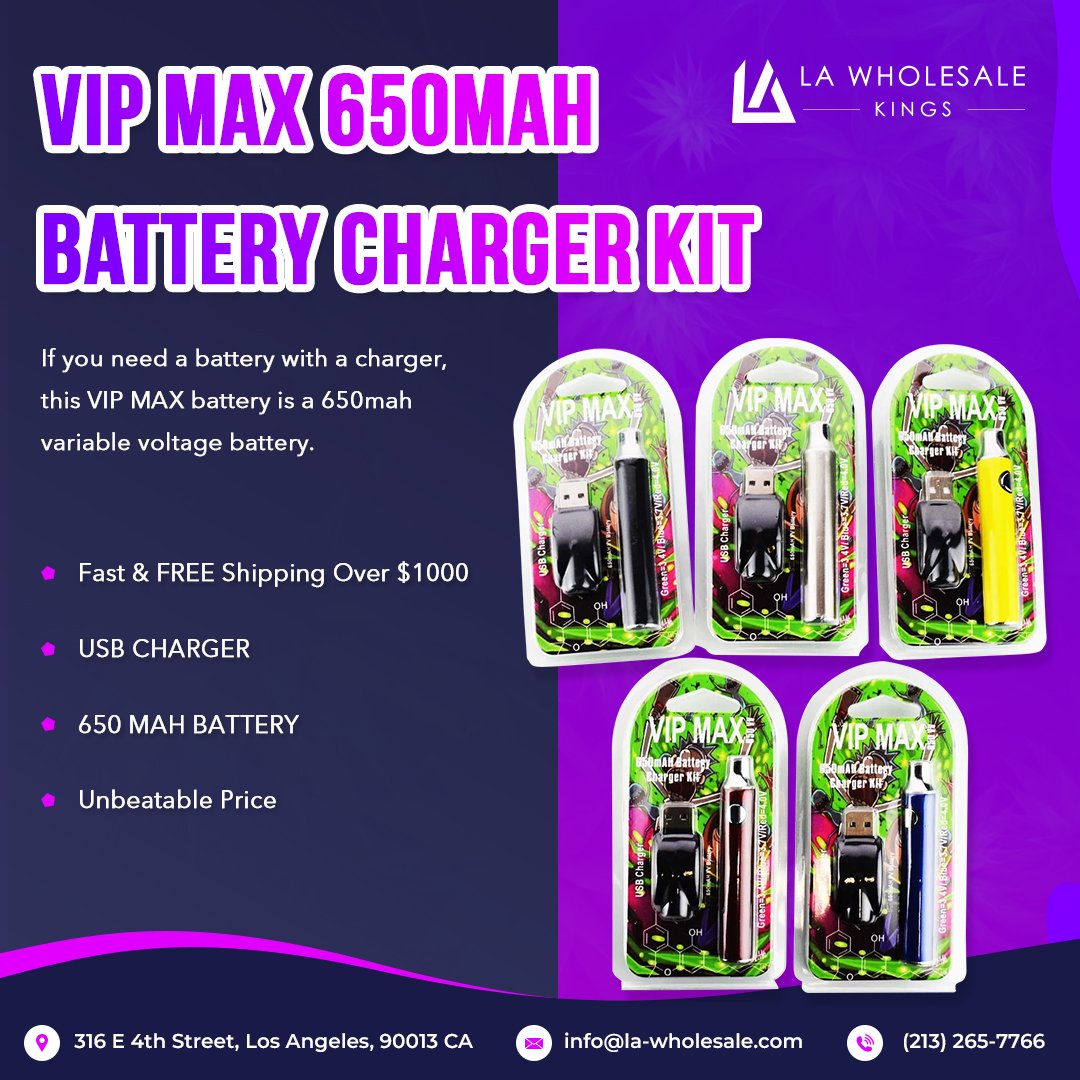 🔋 VIP MAX 650mAH Battery Charger Kit 🔋

Buy Now : la-wholesale.com

#lawholesalekings #vipmax #chargerkit #batterychargerkit #stoner #headyglass #headybowl #glassbongs #smokeweedeveryday #glassart #blunts #glassbong #bongsforsale #pipe