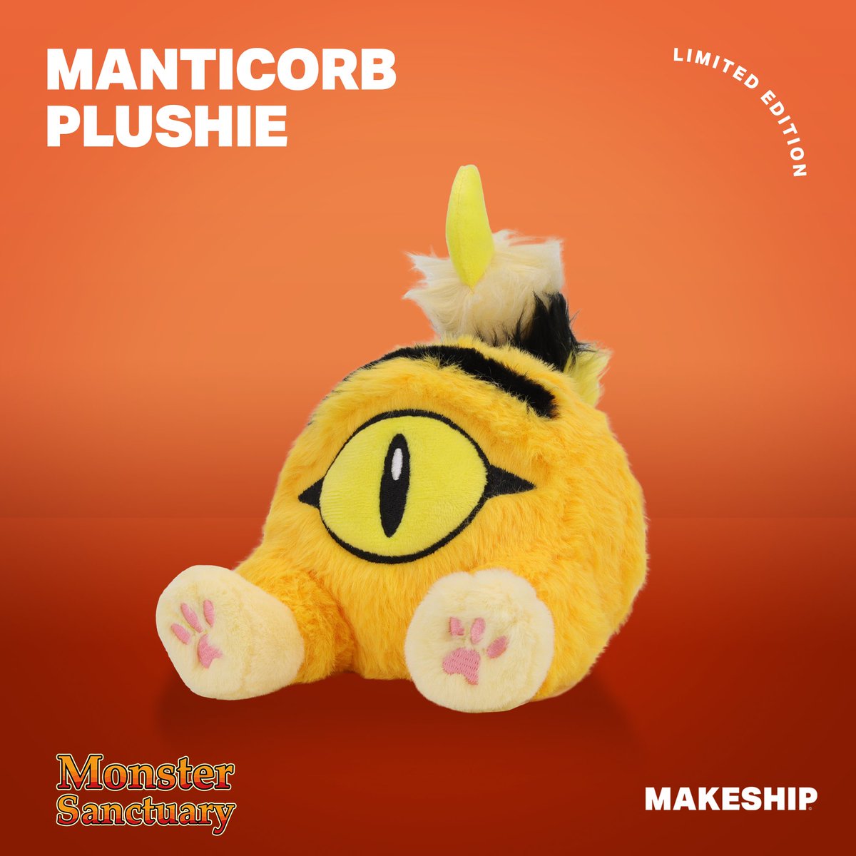In celebration of our last #MonsterSanctuary update:

Fluffy. Round. Magical! Manticorb is the ideal companion for both fighting predators and snuggling at home! 

It's an exclusive <a href="/Makeship/">Makeship</a> plushie, only available for a limited time, so get one now:  makeship.com/products/manti…