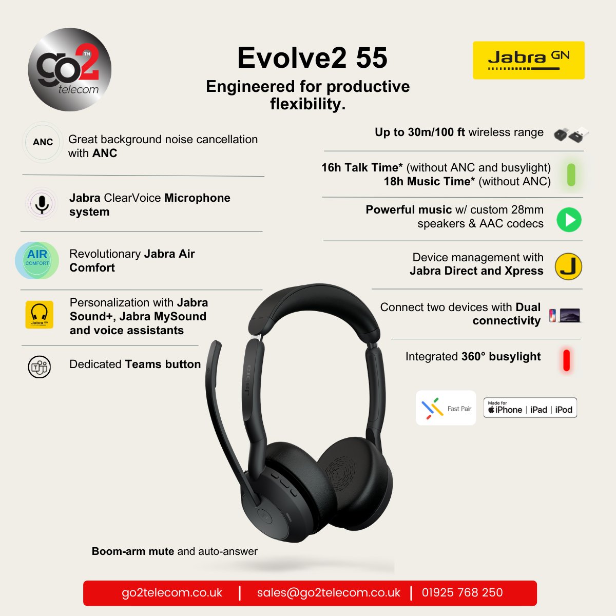 go2telecom's tweet photo. The new #Jabra Evolve2 55 &amp; 50 help you handle your #hybrid #workday with ease. Packed with premium sound, game-changing Jabra Air Comfort technology and productivity-boosting features, these #multitasking headsets help you stay comfortable and focused no matter what.
#headsets https://t.co/ndg0Dst8Wx