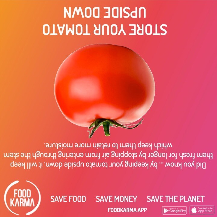foodkarmaapp's tweet photo. 📢 Tomato storage tip !! And yes, we can read upside down too 🙃

#FoodKarmaApp #RescueFood #SustainableLiving #Sustainability https://t.co/KMbChvnrtb