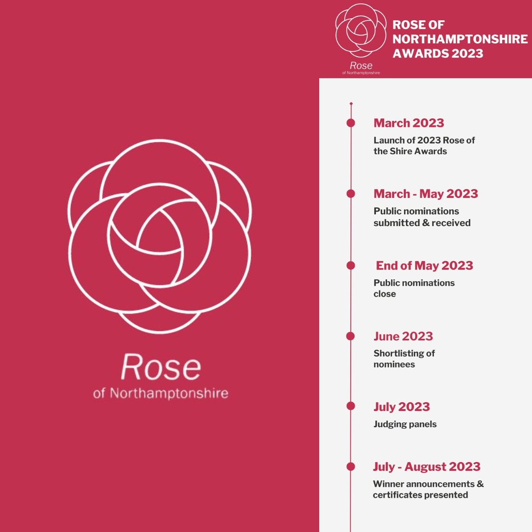 Who will you nominate?

Nominations for the Rose of Northamptonshire Awards close at the end of May. We know there are so many worthy winners doing incredible work across the county; nominate your community champion today - bit.ly/RoseOfNN 🌹

#RoseOfNorthamptonshire