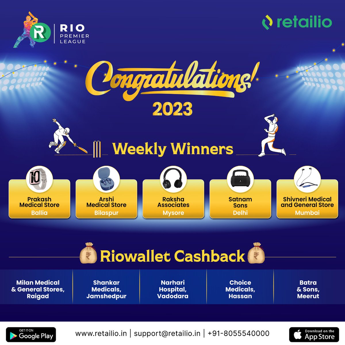 retailioapp's tweet photo. 🎉 Congratulations to our RPL Week 4 Winners!🎉

You too can win prizes by Scoring runs in the Rio Premier League'23 ✨

Login to your Retailio App for more details!💯

#Retailio #RetailioPremierLeague #RPL #Winners #IPL23 https://t.co/IkeSM3rtR1