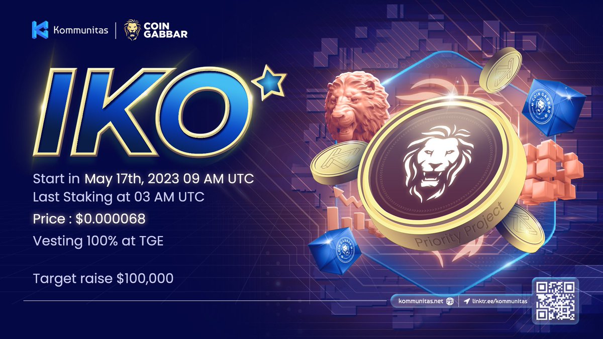🥳 Kommunitas is pleased to conduct our Priority #IKO with <a href="/coin_gabbar/">Coin Gabbar | Crypto Information Marketplace</a> !

🦁 Coin Gabbar token (CGT) is making its space in the #crypto Eco system with a range of products. Read more: link.medium.com/eBIQcXqdGzb

➡️ Vote now: launchpad.kommunitas.net/pool/CGT/Publi…