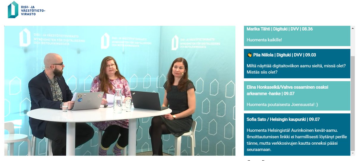 Digitaitoviikko jatkuu ja tänään tapahtuma käynnistettiin maanantaisten teemakeskustelujen koosteilla. Lyhyet koosteet löytyvät DVV:n nettisivuiltakin, missä mukana on myös teemaryhmä "Ikäihmisten digituki ja puolesta-asiointi": dvv.fi/digitaitoviikko😊

#digitaitoviikko <a href="/DVVfi/">Digi- ja väestötietovirasto</a>