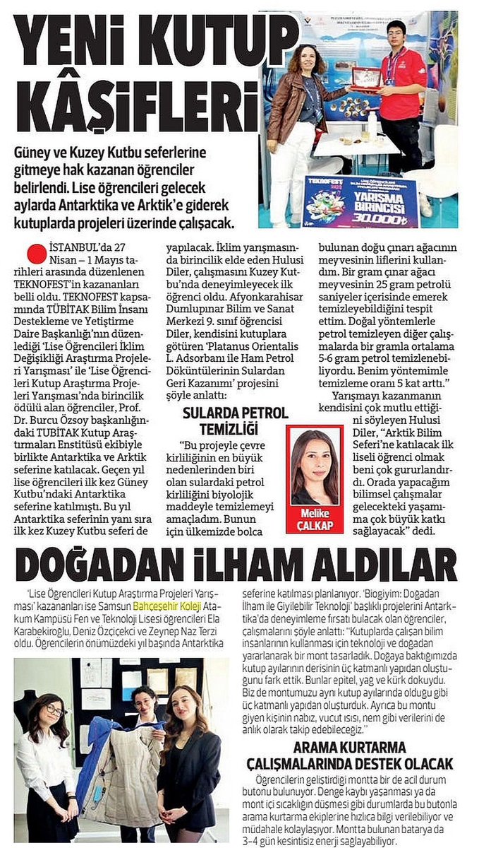 Bahçeşehir Koleji (@bahcesehir_k12) on Twitter photo Lise Öğrencileri Kutup Araştırma Projeleri Yarışması’nda Antarktika'ya gitmeye hak kazanan Atakum Kampüsü öğrencilerimiz projelerinin detaylarını <a href="/Hurriyet/">Hürriyet.com.tr</a> ‘e anlattı.
#bahçeşehirkoleji Lise Öğrencileri Kutup Araştırma Projeleri Yarışması’nda Antarktika'ya gitmeye hak kazanan Atakum Kampüsü öğrencilerimiz projelerinin detaylarını <a href="/Hurriyet/">Hürriyet.com.tr</a> ‘e anlattı.
#bahçeşehirkoleji