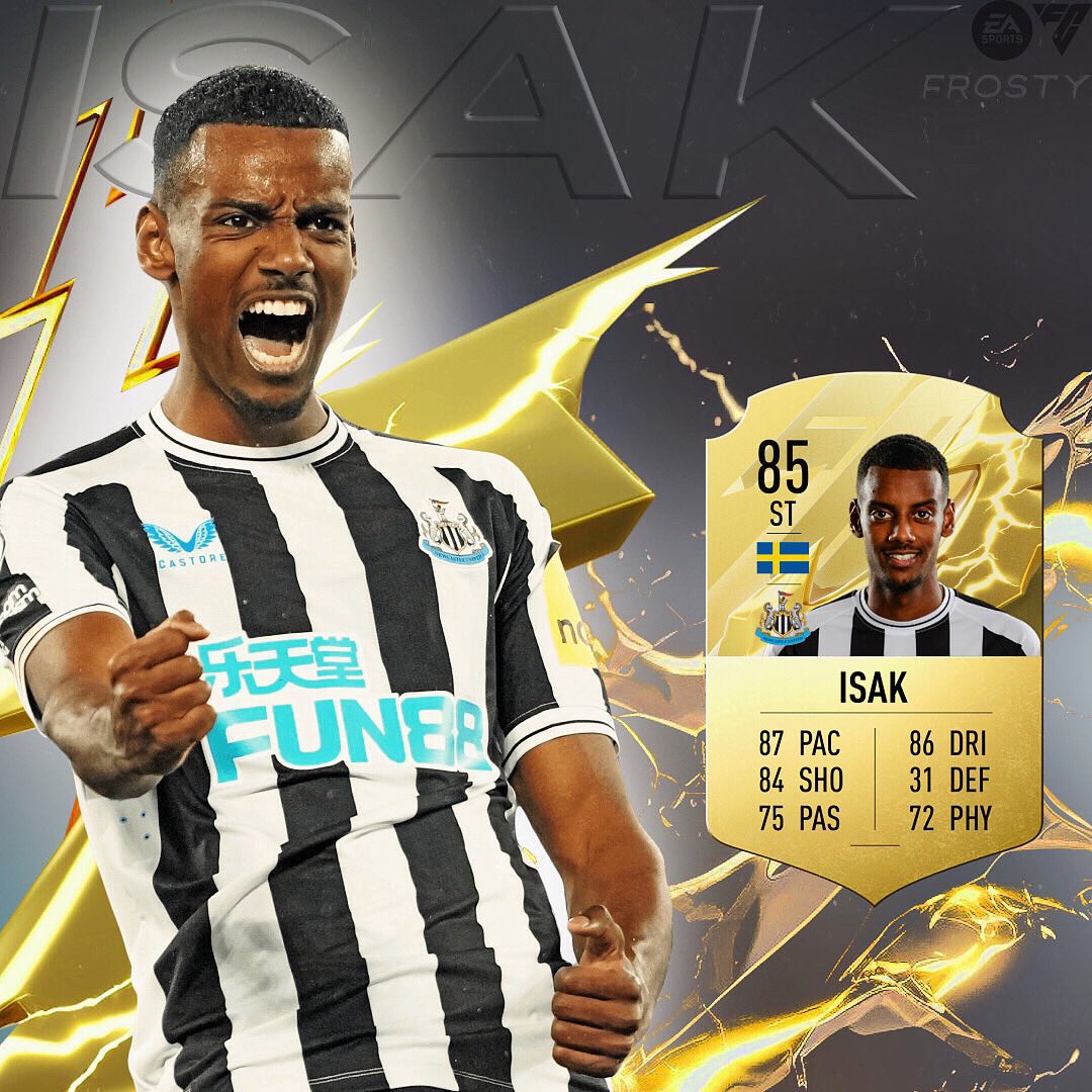 _FrostyGFX_'s tweet photo. ISAK UPGRADE IN EAFC 🇸🇪🔺

Isak has been a crucial signing for Newcastle’s in their hopes of Champions League football this season 🏆 

Assets : @styleftbl 👈

❤️+🔄 really appreciated as always 

#EAFC #EASportsFC #NewcastleUnited https://t.co/3ihg3ssiUT