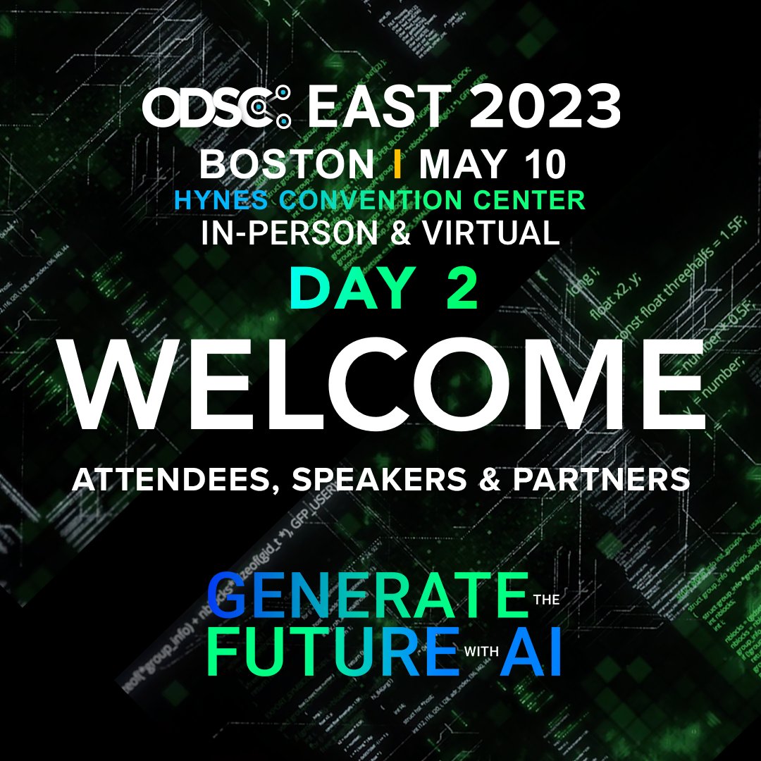 _odsc's tweet image. It&apos;s Day 2 of #ODSCEast 2023! Experience the MLOps and ML for Biotech and Pharma tracks, networking opportunities, the AI Expo, &amp;amp; so much more. Join us as the leading minds of #datascience come together and meet! hubs.li/Q01NXVbH0