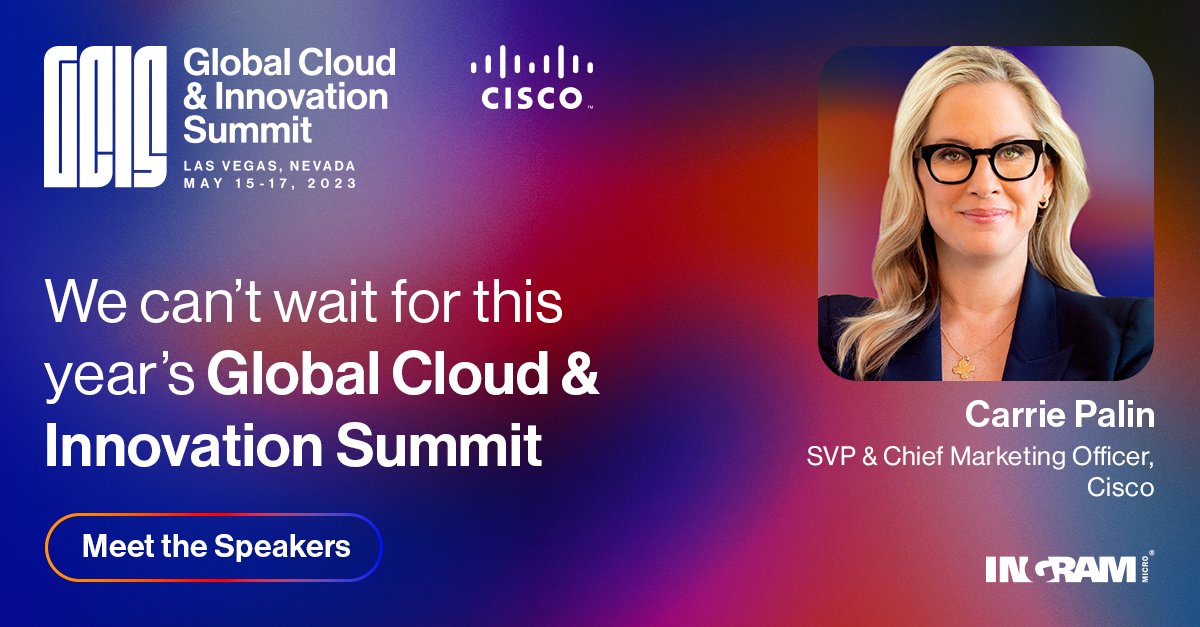IngramMicroUSA's tweet image. We can’t wait for this year’s Global Cloud and Innovation Summit!

Join industry leaders like Carrie Palin, SVP and Chief Marketing Officer (CMO) at Cisco, as they share their knowledge and vision for the future. 

Learn more: tinyurl.com/2p8r5vba

#IMGCIS23 #IngramMicroGCIS23
