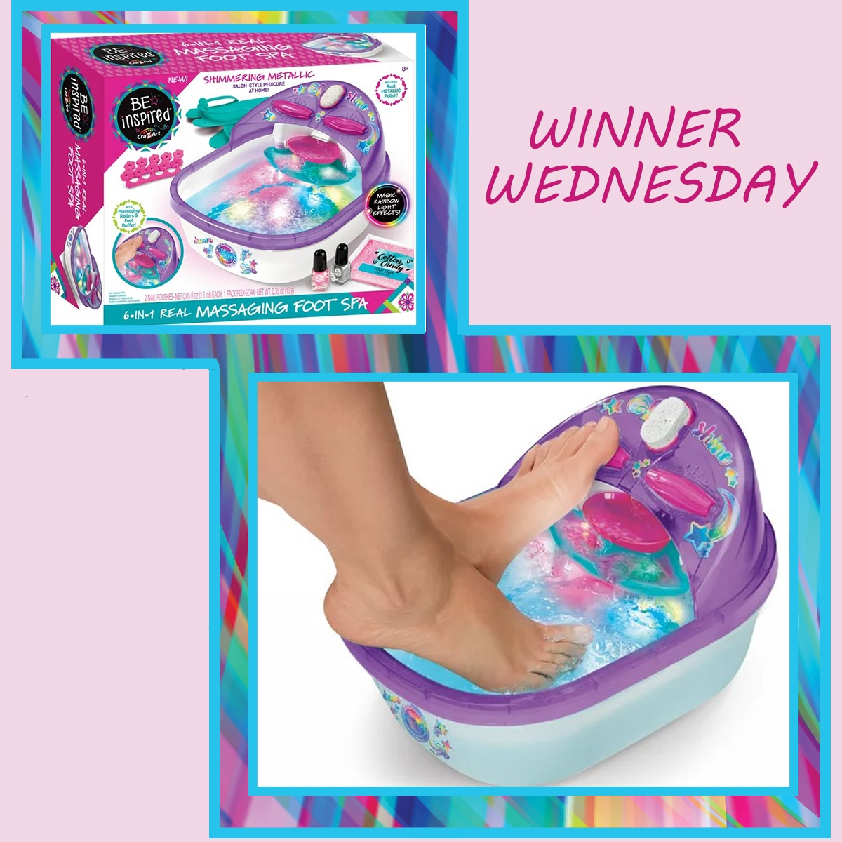 GIVEAWAY: Give yourself a shimmering metallic pedicure with Our Be Inspired 6-in-1 Real Massaging Foot Spa! Enter at m.cmpgn.page/wM5vh6 by tomorrow at 8 a.m.

#WinnerWednesday #Giveaway #Win #Winit #Entertowin #Giveaways #Walmart #Pedicure #Spa #Salon #Kids