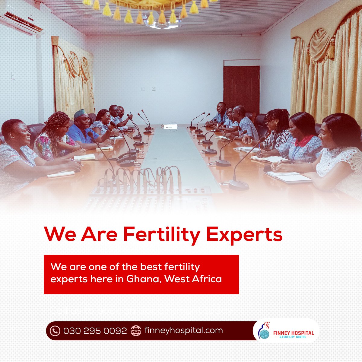 In Ghana, we pride ourselves on our expertise in fertility. We are ready to help you!
Walk into our facility with an infertility problem and walk back home with a smile.

#finneyhospitalgh