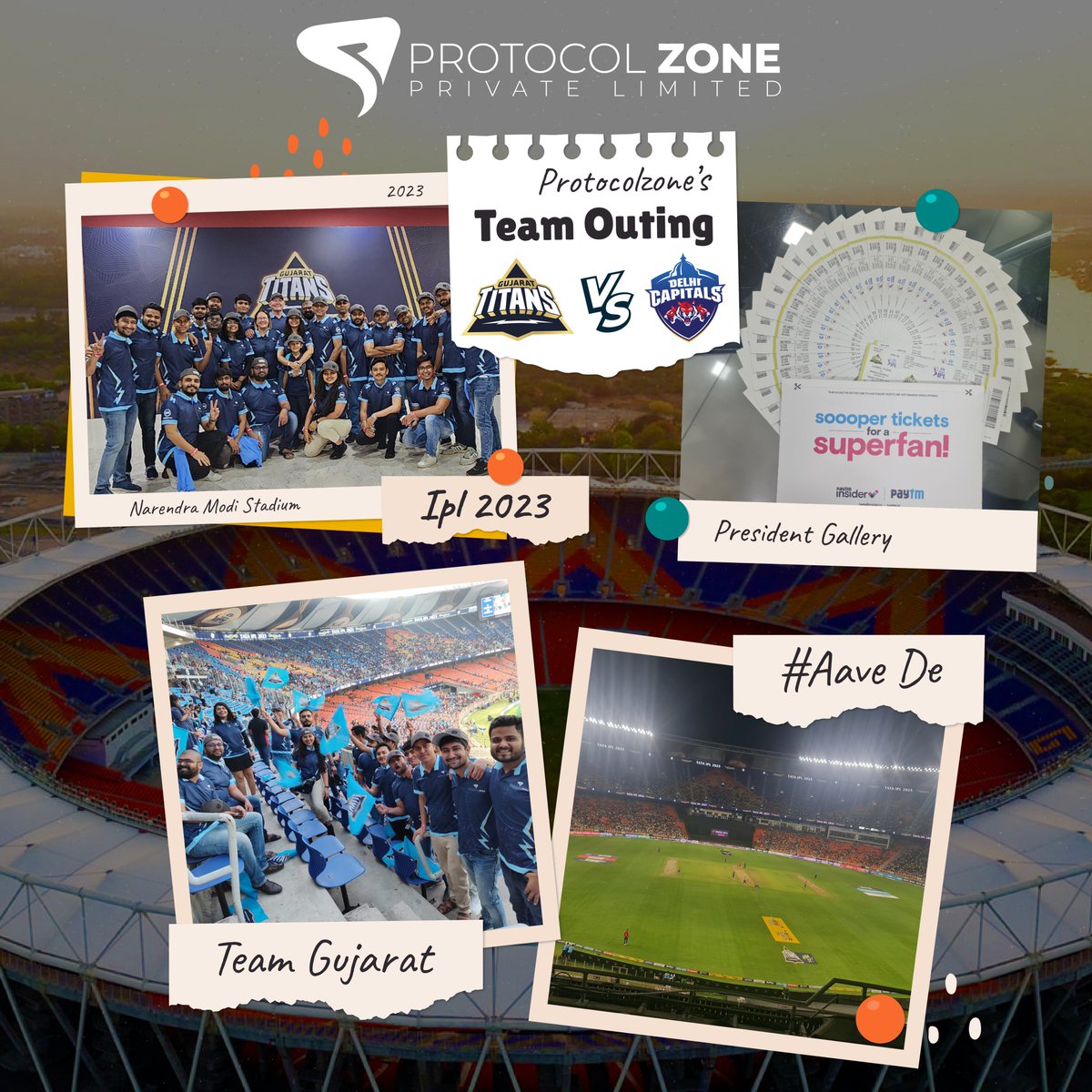 ProtocolZone's tweet image. &quot;Thrilled to have experienced the IPL Gujarat Titans vs Delhi Captains Match from President Gallery ! The energy, athleticism and sportsmanship were truly amazing. A memorable event indeed!&quot;

#protocolzone #protocolzonepvtltd #sportouting #ipl #aavade