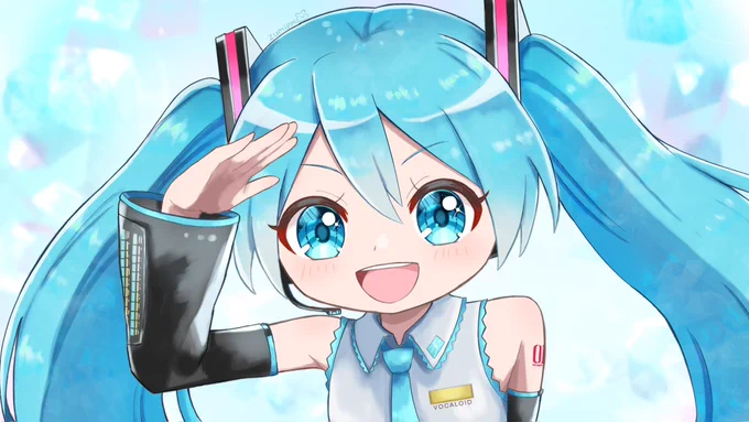 #初音ミク これはいつもと違う描き方を試してみたら、想定したより可愛く描けて「え?急にどうした…!?」となったイラストです。