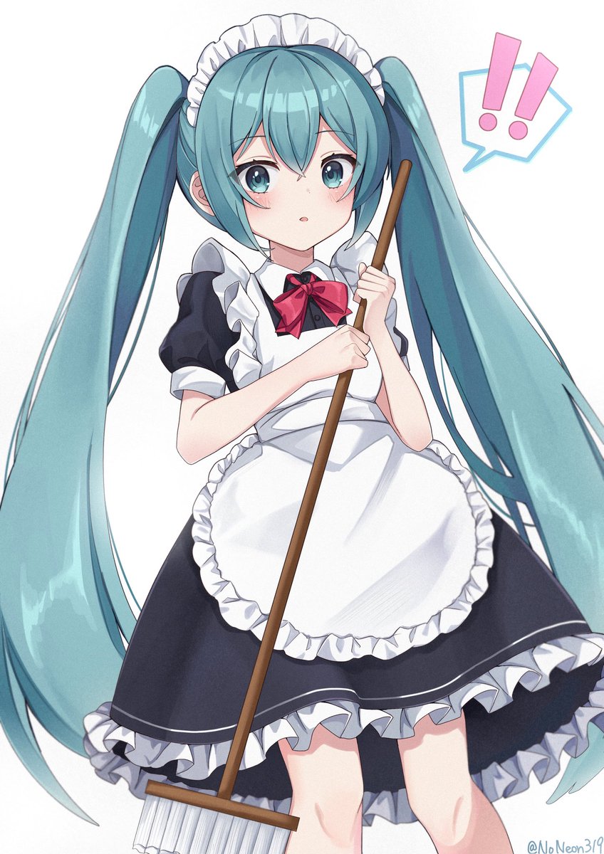 hatsune miku 1girl ! solo maid twintails maid headdress long hair  illustration images