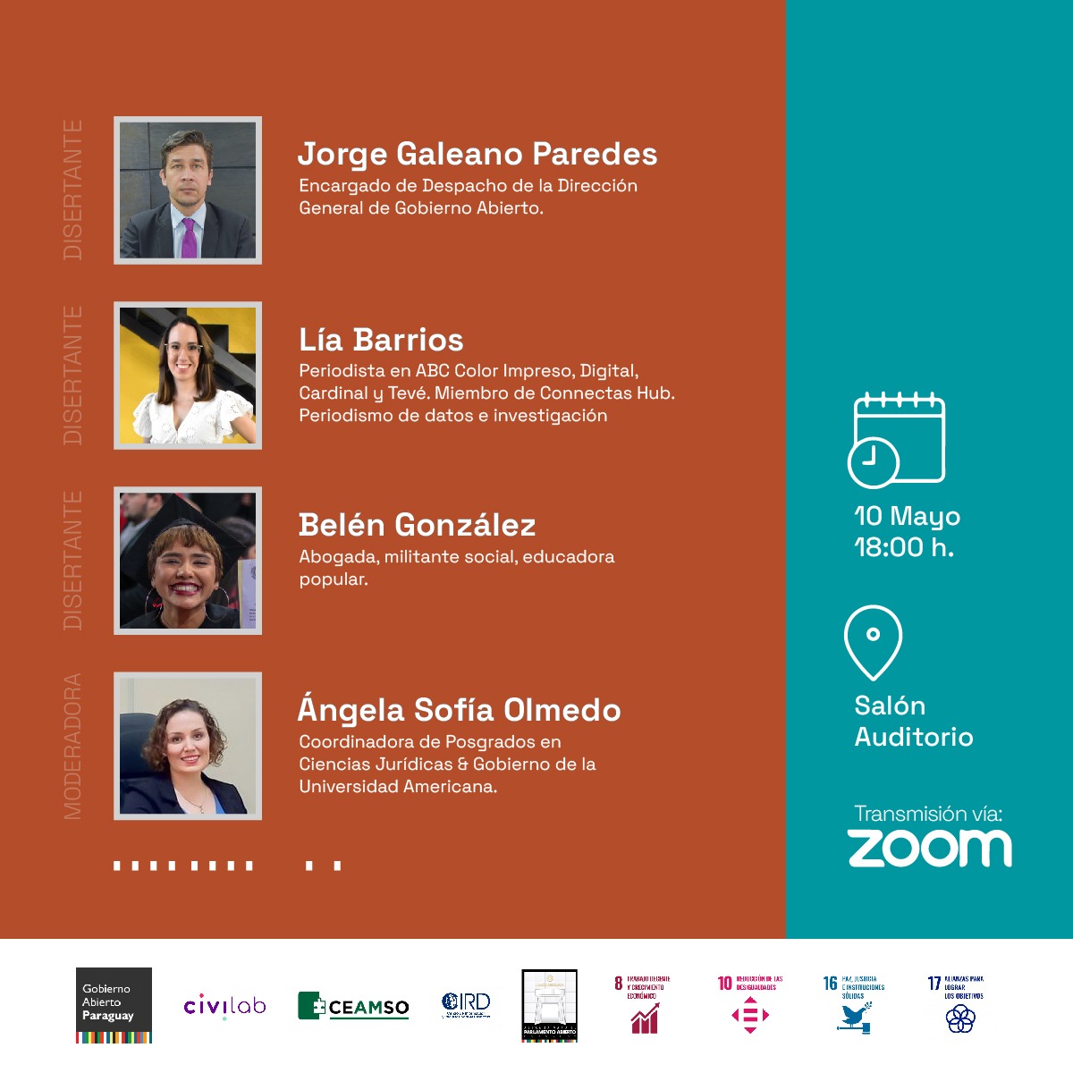 Es hoy! ✨️

#OpenGovWeek en la <a href="/uamericana/">Universidad Americana</a> 

Impacto de la #InnovaciónPública a través del #GobiernoAbierto en #Paraguay

Nos van a acompañar <a href="/kokeggal/">Jorge Galeano P.</a>, <a href="/liabarriospy/">Lía M. Barrios</a> y <a href="/bele_bae/">Abg. Belenjena</a>.

Inscribite en: bit.ly/OpenGovWeekPy

<a href="/opengovpart/">Open Gov Partnership</a> <a href="/paraguayabierto/">Gobierno Abierto Paraguay</a> #DatosAbiertos