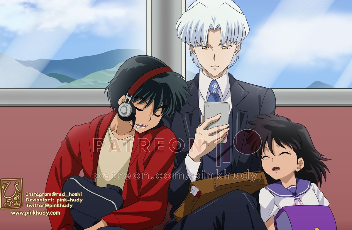 Haha Sesshomaru has meetings with important people, and he had to take  Inuyasha with him and also Rin cuz he can't leave her alone at home but he  sure would kick Inuyasha, image size:1200x782