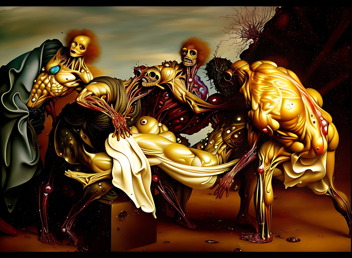KodoroNabu's tweet photo. Gm fam's ❤️ its:

 the flesh of hope

"the defeated flesh seeks redemption"

https://t.co/IySsrkhUgE

#nabukodoro #aiart #AI #aiartcommunity #tezos https://t.co/YcyDSHT2Kj