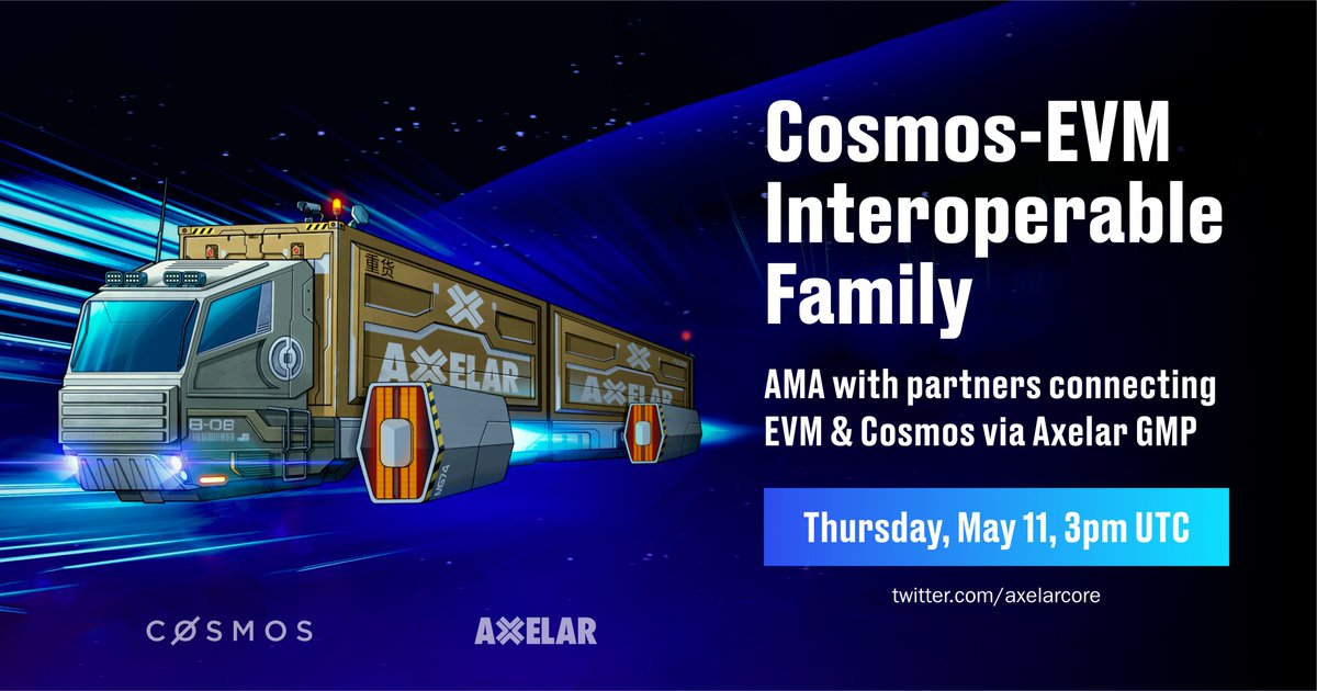 axelar's tweet photo. Who’s building interchain dApps across Cosmos & EVM? 👀
Tomorrow, meet the projects and ask them anything. Set a reminder ⤵️
https://t.co/v4JvHGtJSG https://t.co/d4a2O7G83k