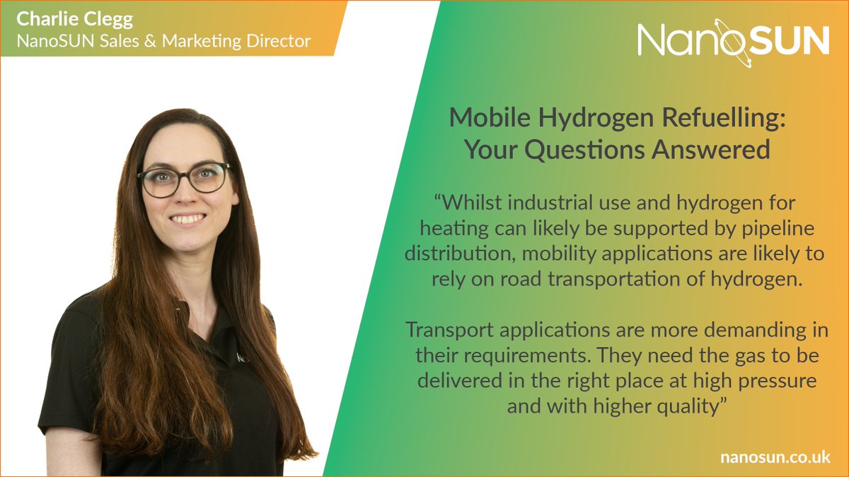 Mobile Hydrogen Refuelling – Your Questions Answered. 💡

We interview Charlie Clegg, #NanoSUN’s Sales &amp; Marketing Director, who answers the most common questions asked around NanoSUN’s Pioneer HRS. 

Read the full interview here 👉 bit.ly/40fXjwu

#hydrogen #pioneerhrs