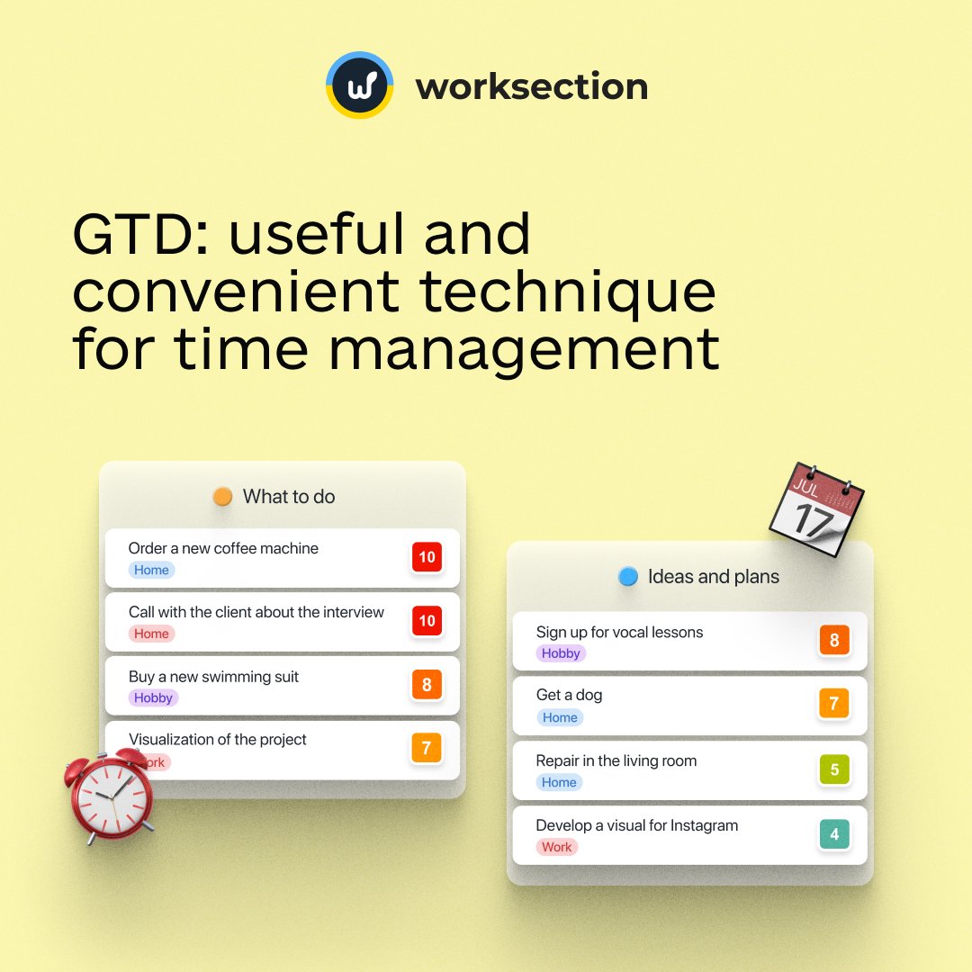 worksection's tweet image. GTD is a technique for time management ⏰

📌 GTD stands for “Getting Things Done.” The essence of the system is to help you get things done. This method is used not only in time management, but also in working with information. 

bit.ly/3Ofri5t