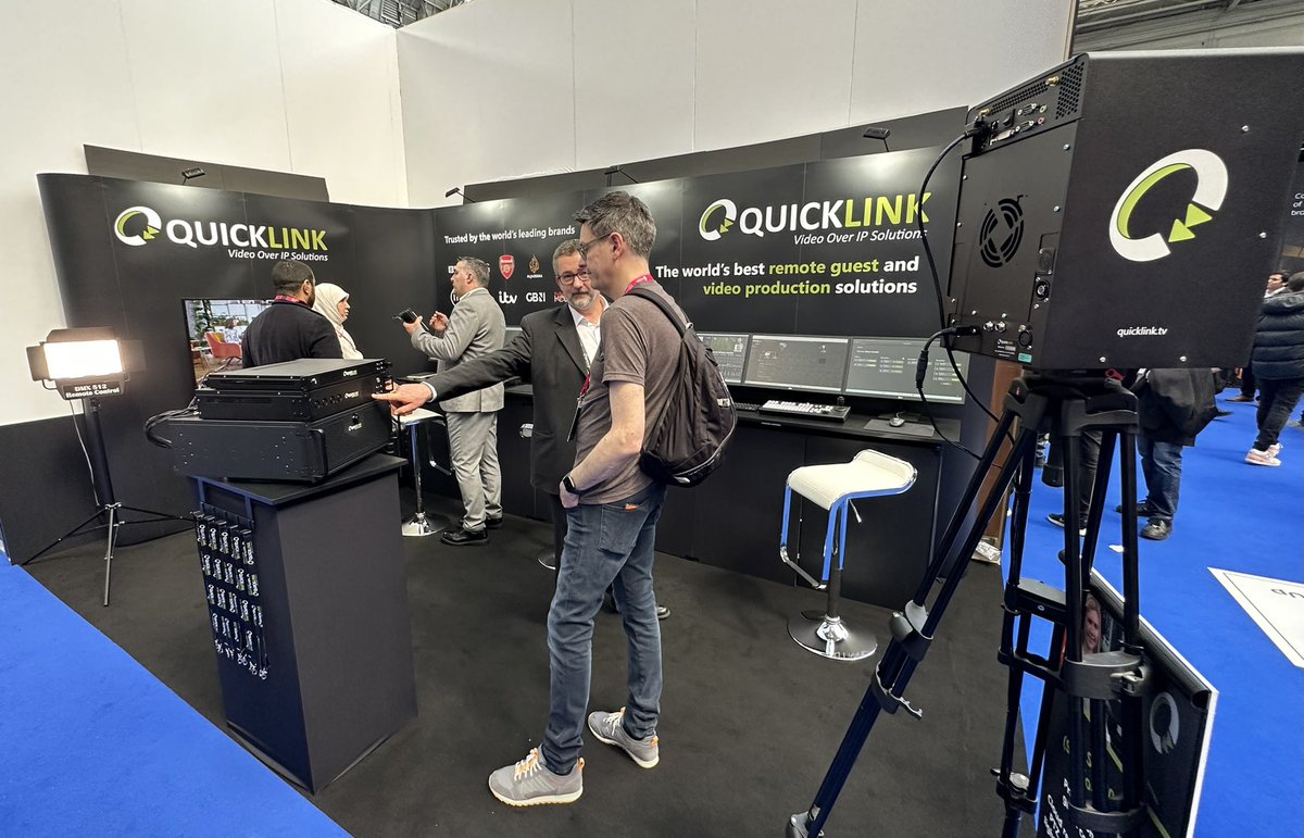 QuickLinkLtd's tweet photo. A very busy start to @mediaprodshow in London Olympia!

Pop by stand C45 to discover our award-winning remote guest, video production and remote studio solutions!

#MPTS #MPTS2023 #broadcast #media #remoteguests #videoproduction https://t.co/oiiumTpoBf