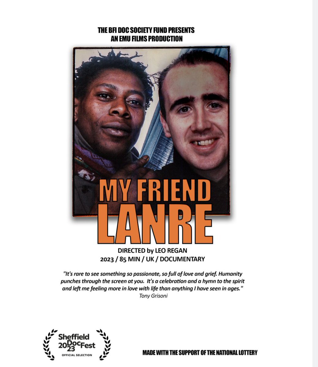 We are delighted to announce the World Premiere of our first documentary @sheffdocfest next month. A powerful, heartwarming, humorous punch of humanity from director @leoregan_ and producer @carsonmaryc #myfriendlanre