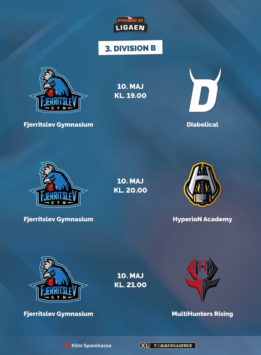 Fjerritslev EsportCollege (@fgesport) on Twitter photo Tre spændende kampe på programmet i aften i 3. division for <a href="/FGESPORT/">Fjerritslev EsportCollege</a> 😎🐓.
⏰ 19:00
🆚 Diabolical
📺 Ingen
⏰ 20:00
🆚 HyperioN Academy
📺 @K7riCSGO
⏰ 21:00
🆚 <a href="/MULTIHUNTERS11/">MULTIHUNTERS</a> (Rising)
📺 @K7riCSGO
Kom så, boys 🔫 Tre spændende kampe på programmet i aften i 3. division for <a href="/FGESPORT/">Fjerritslev EsportCollege</a> 😎🐓.
⏰ 19:00
🆚 Diabolical
📺 Ingen
⏰ 20:00
🆚 HyperioN Academy
📺 @K7riCSGO
⏰ 21:00
🆚 <a href="/MULTIHUNTERS11/">MULTIHUNTERS</a> (Rising)
📺 @K7riCSGO
Kom så, boys 🔫