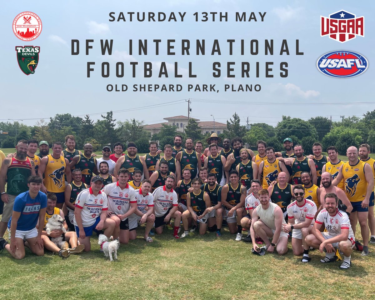 ntxdevils's tweet image. This weekend! Exhibition matches. 

Come watch the @ntxdevils play @DallasGAA under Gaelic football rules, then switch to play Australian Football. 

Both Men’s and Coed teams playing!

Come check it out!

@PlanoMagazine @USAFL1997 @GAA_USA