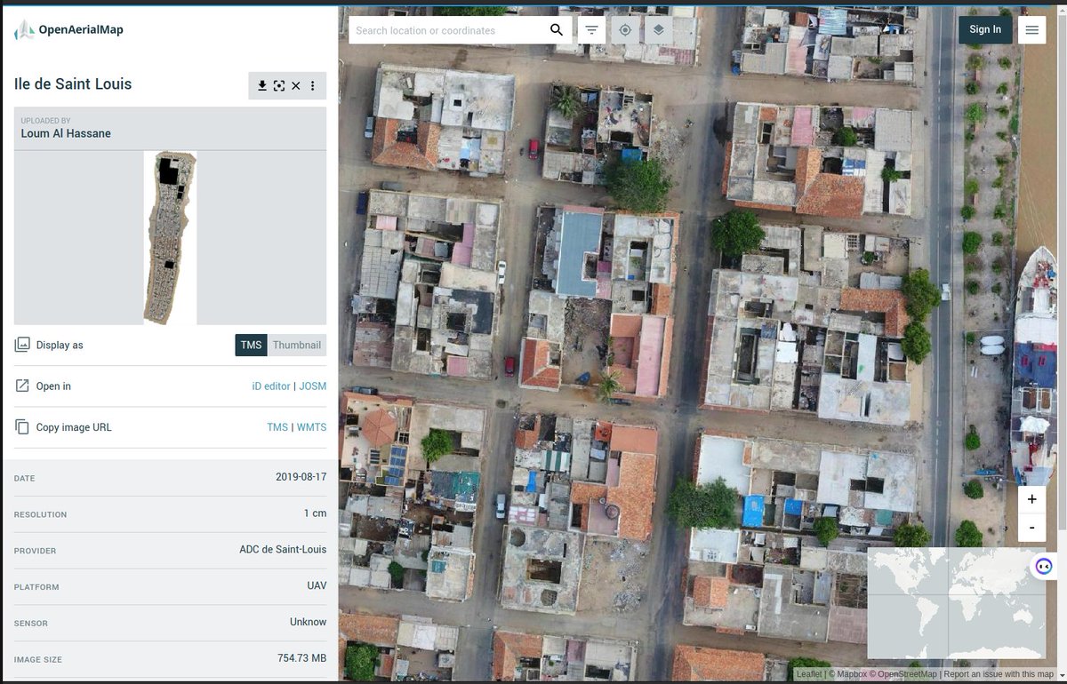 EmmanuelBama's tweet photo. Il s'agit d'une imagerie aérienne de très haute résolution de la ville de St Louis au #Sénégal, qui est hébergée sur la plateforme #OpenAerialMap.
https://t.co/V9jBK2PfQy https://t.co/VGybKyHb7W