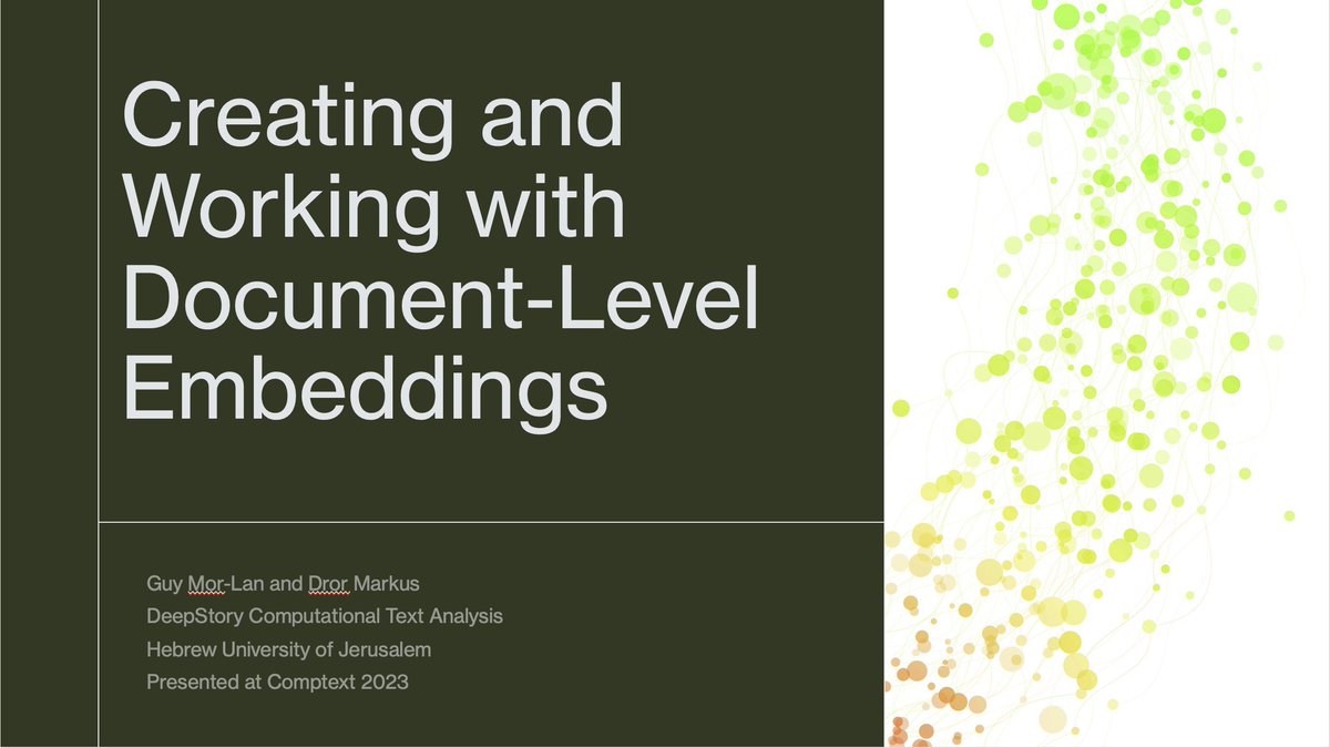 DrorKm89's tweet image. On my way to my fav @COMPTEXTCONF.. Going to be presenting a workshop on doc-level embeddings with @GuyMor5 .. all are welcome to hear about SOTA methods and research applications #textasdata #nlp