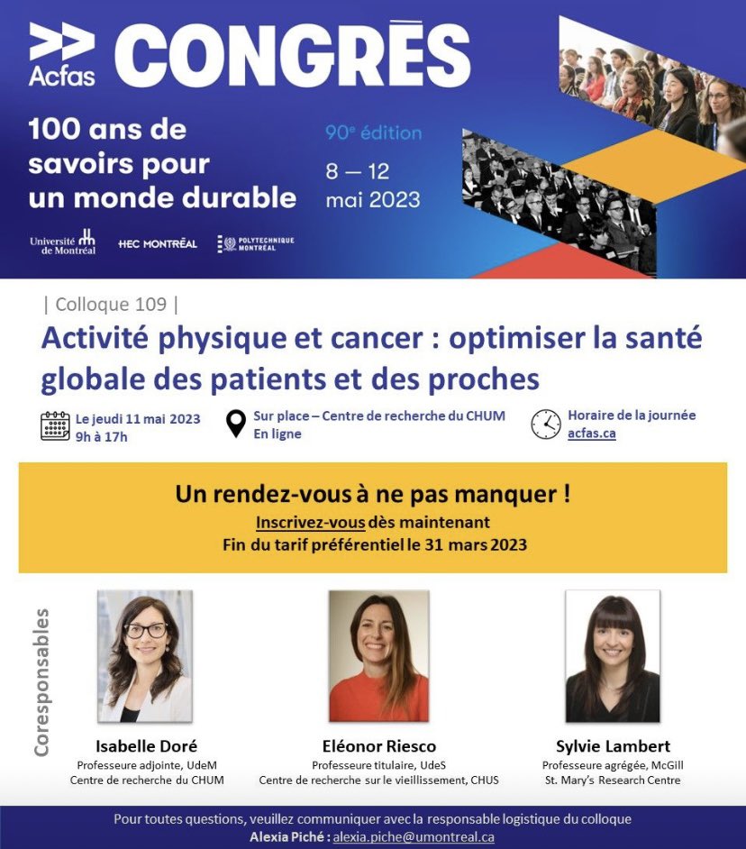 C’est demain !!! Jeudi 11 mai
CRCHUM, Amphithéâtre Pavillon R, 5e étage

Ne manquez pas notre colloque!
#acfas #crchum