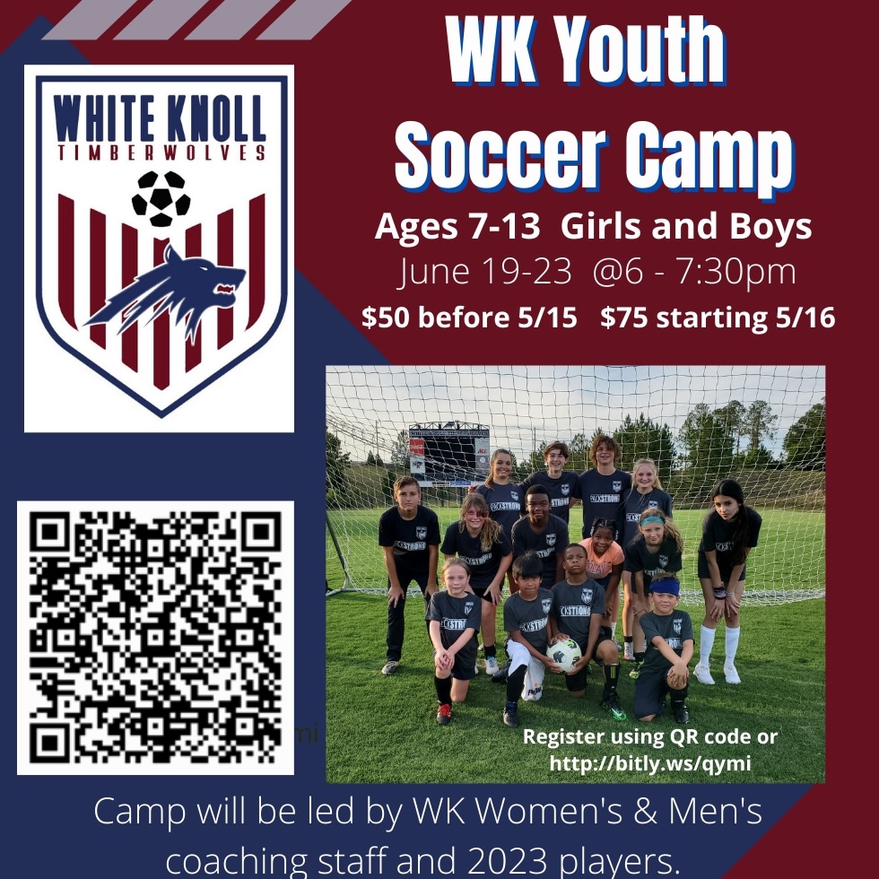 We are looking forward to our 2nd annual youth soccer camp this summer!  Share with your neighbors, friends, and family.
@KnollAthletics @WkSpirit @wk_timberwolves @GirlsKnoll
