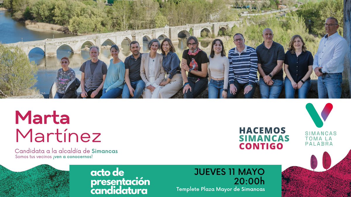 SimancasTlp's tweet photo. PRESENTACIÓN DE CANDIDATURA SIMANCAS TOMA LA PALABRA
📷 JUEVES 11 DE MAYO
📷 20:00h
📷Templete Plaza Mayor de Simancas

#Simancas #hacemosSimancasContigo #candidataSimancasTomaLaPalabra https://t.co/XzrDEjxd7q