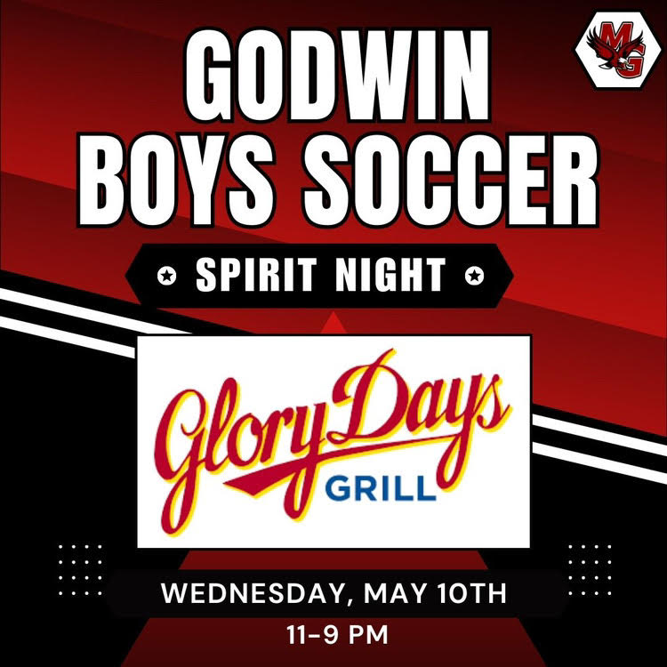 Join us TODAY for our Godwin Soccer spirit night at Glory Days Grill! 🦅⚽️🍔🍟