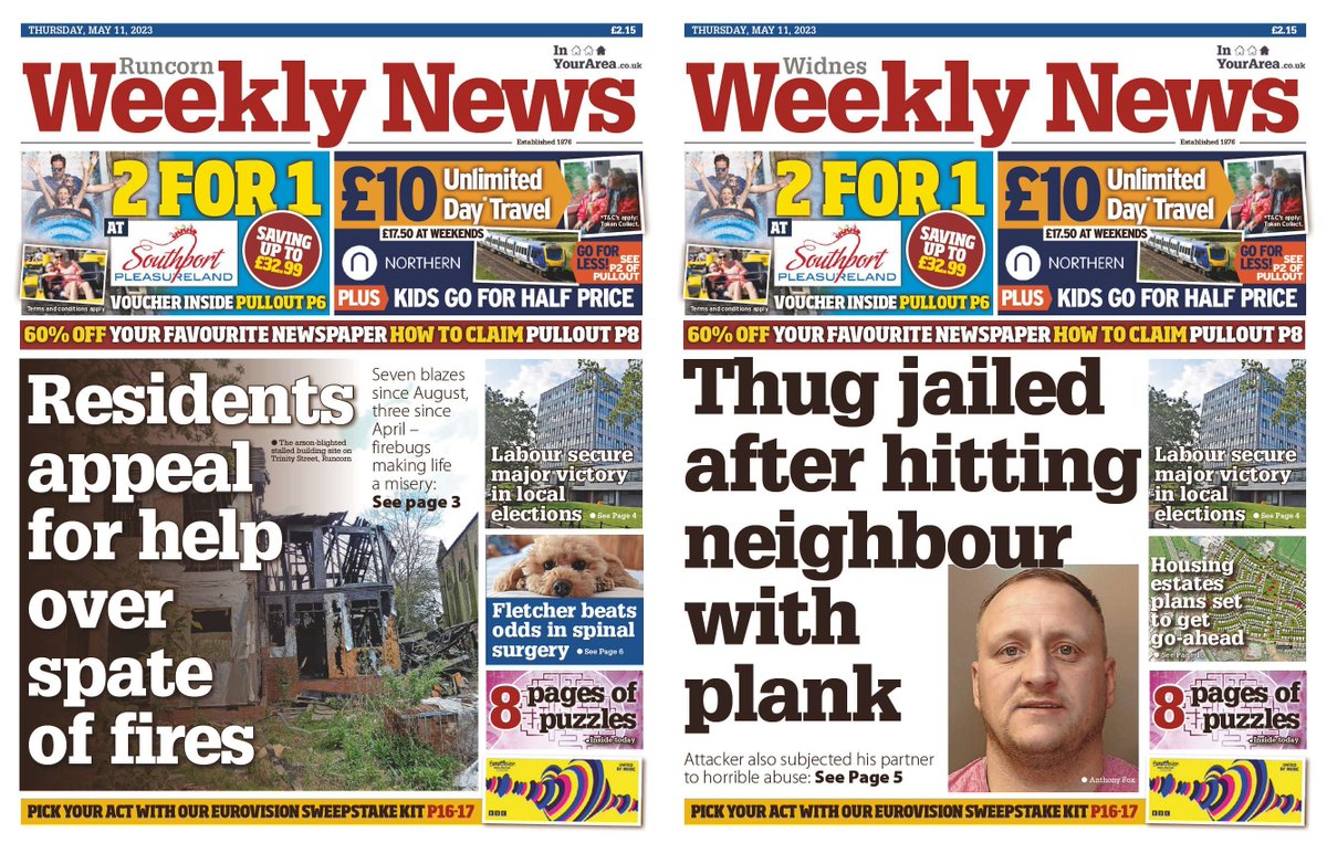 This week's editions of #Runcorn and #Widnes Weekly News are out TODAY! Pick up your copy for stories from your area.