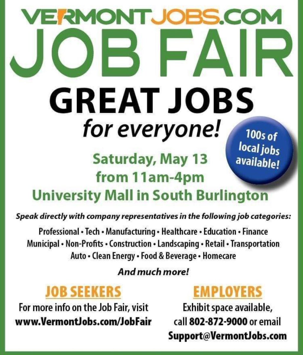 cvheadstart's tweet image. Job Fair this Saturday the 13th. Come learn what @cvheadstart has to offer. @UMallVT #earlychildhoodeducation #seekingemployment