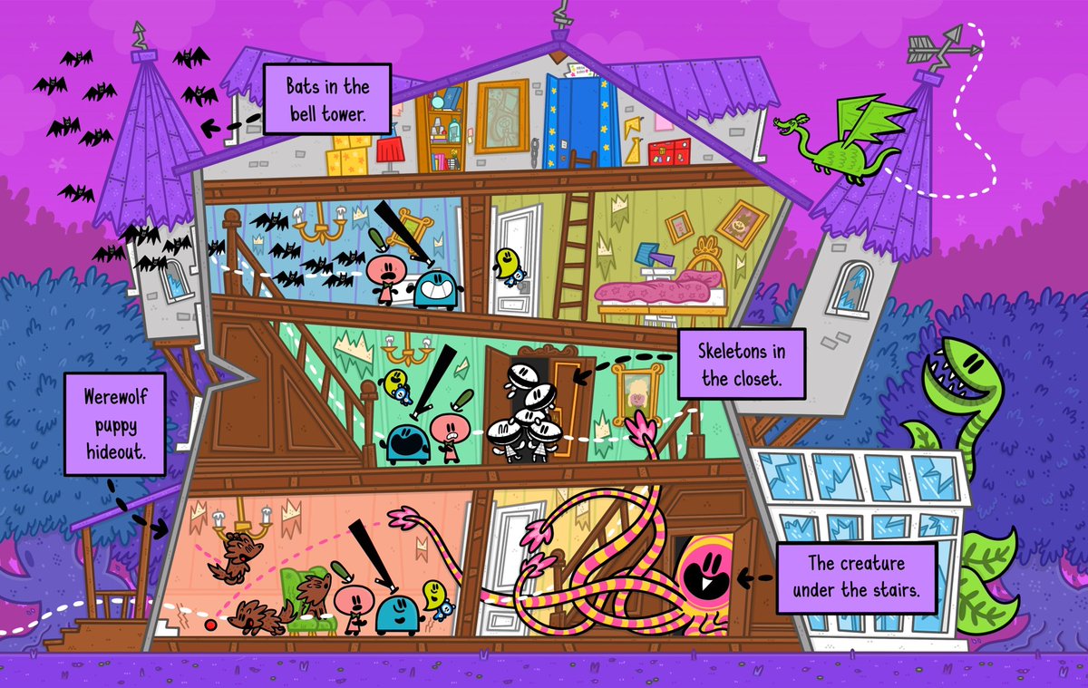 Bumble &amp; Snug &amp; The Shy Ghost is out on 22nd June! 
It’s a bright, bold graphic novel full of magic, haunted houses and mountains of bugbop fun!
You can pre-order below:
Amazon UK: amazon.co.uk/Bumble-Snug-Sh…
Waterstones: waterstones.com/book/bumble-an…
Bookshop: uk.bookshop.org/p/books/bumble…