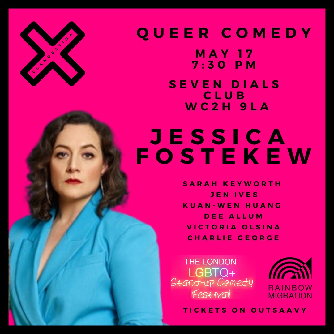 Just one week to go until the launch of the London LGBTQ+ Stand Up Comedy festival with Jessica Fostekew headlining. Only 20 tickets for the launch remaining outsavvy.com/event/13016/lo… #lgbtqfestival #lgbtqcomedy #pridemonth #queer #trans #lesbian #lgbtqpride #transgender