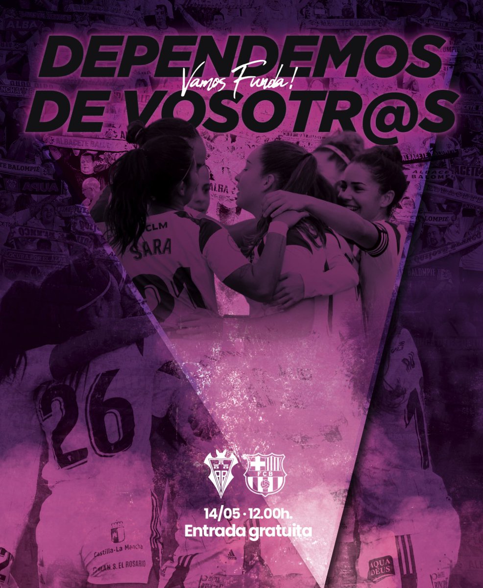 𝐃𝐞𝐩𝐞𝐧𝐝𝐞𝐦𝐨𝐬 𝐝𝐞 𝐯𝐨𝐬𝐨𝐭𝐫@𝐬  

No podemos hacerlo solas, os necesitamos en la Ciudad Deportiva Andrés Iniesta este domingo 🫶🏼🤍 

𝑱𝒖𝒏𝒕𝒐𝒔 somos más fuertes 💪🏼🔥

#VamosFunda
