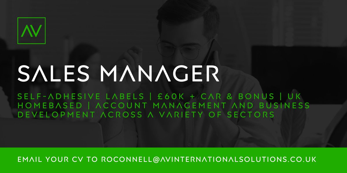 Ready to take your sales career to the next level? Join our client's team as a Sales Manager and drive growth with self-adhesive labels!
 
Contact Rachel O'Connell at roconnell@avinternationalsolutions.co.uk or by phone at +447979 805 637.
 
#SalesManager #SelfAdhesiveLabels