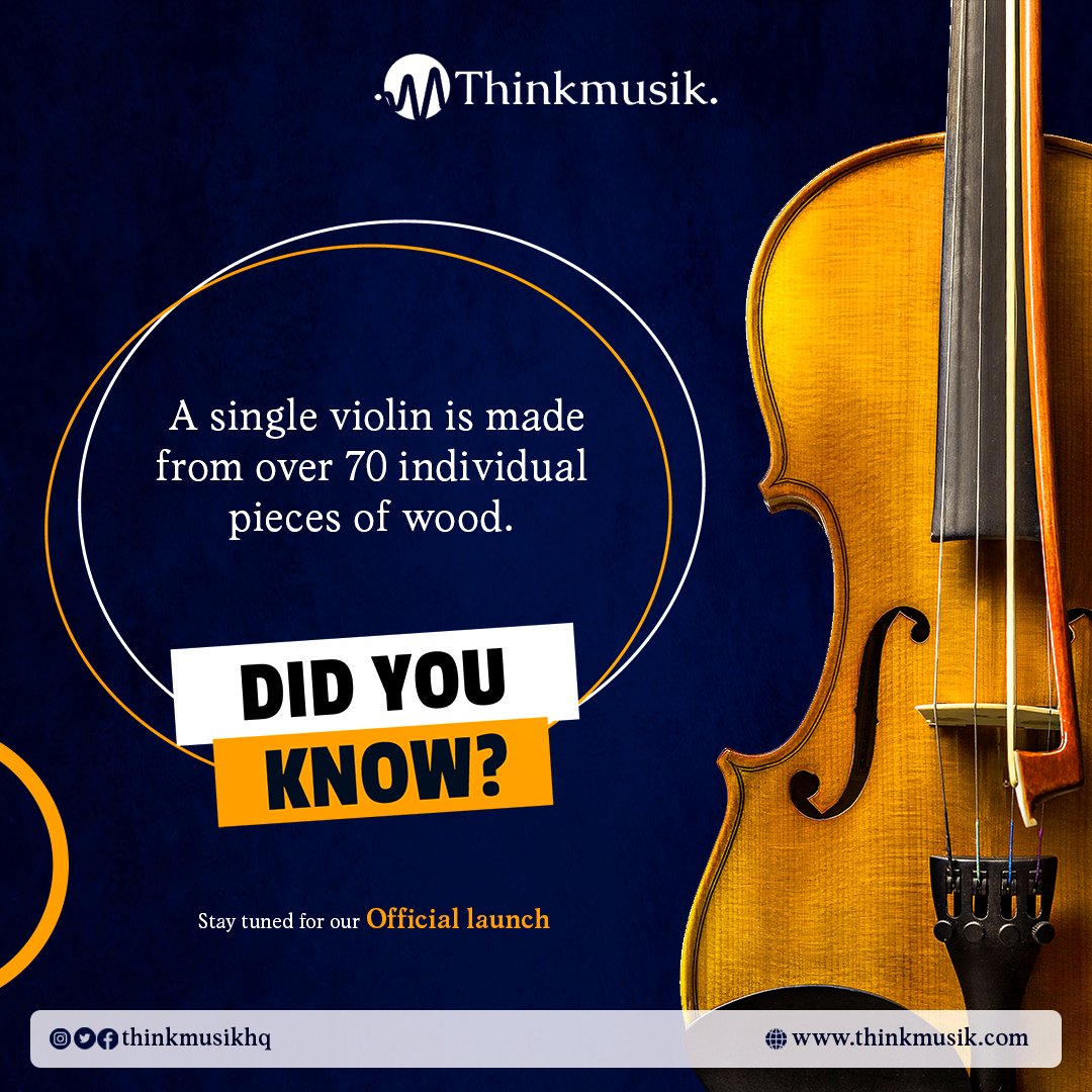 thinkmusikhq's tweet photo. Did you know?
A single violin is made from over 70 individual pieces of wood.
#wednesday #didyouknow #thinkmusik #thinkmusikhq #launching #anticipate #musician #musiclearning #musiccommunity https://t.co/VLRARkynZy