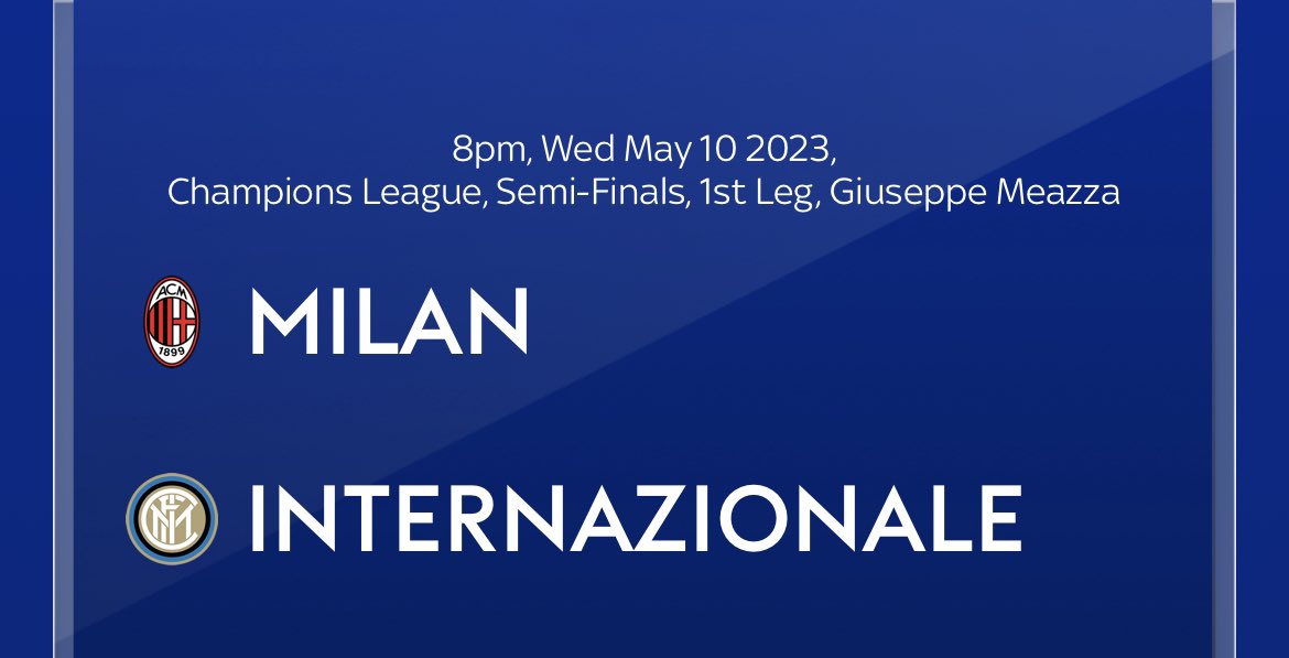 ⚽️ 𝗖𝗵𝗮𝗺𝗽𝗶𝗼𝗻𝘀 𝗟𝗲𝗮𝗴𝘂𝗲 𝗙𝗼𝗼𝘁𝗯𝗮𝗹𝗹 ⚽️

Tonight we open at 4.30pm. We will be showing the Champions League Semi Final match AC Milan v Inter Milan - 8pm kick off