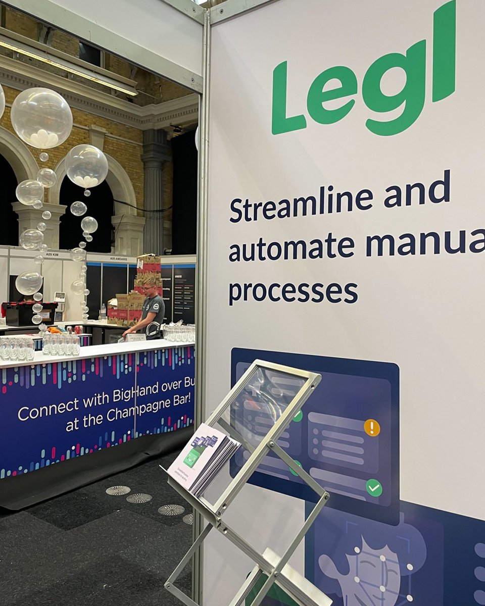 The Legl stand A30 is hopping today at #BLTF2023 - conveniently located next to the <a href="/BigHand/">BigHand</a> champagne bar! Come grab a tipple and have a chat with our team around improving business operations at your firm. #legaltech <a href="/LegalTechNLM/">BritishLegalTech</a>